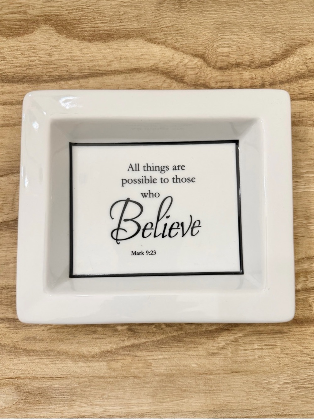 I. Godinger & Co Believe Jewelry Tray Trinket Dish Mark 9:23 Inspirational Decor